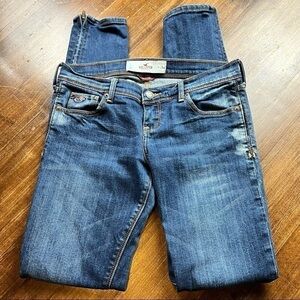 Hollister Women Skinny Jeans Pant Size 1 W25 Socal Stretch Distressed Ankle Zip